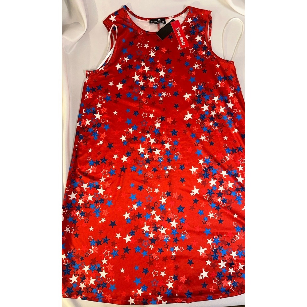 Dress Works Women's Sleeveless  Dress Forth of July Print, Size M